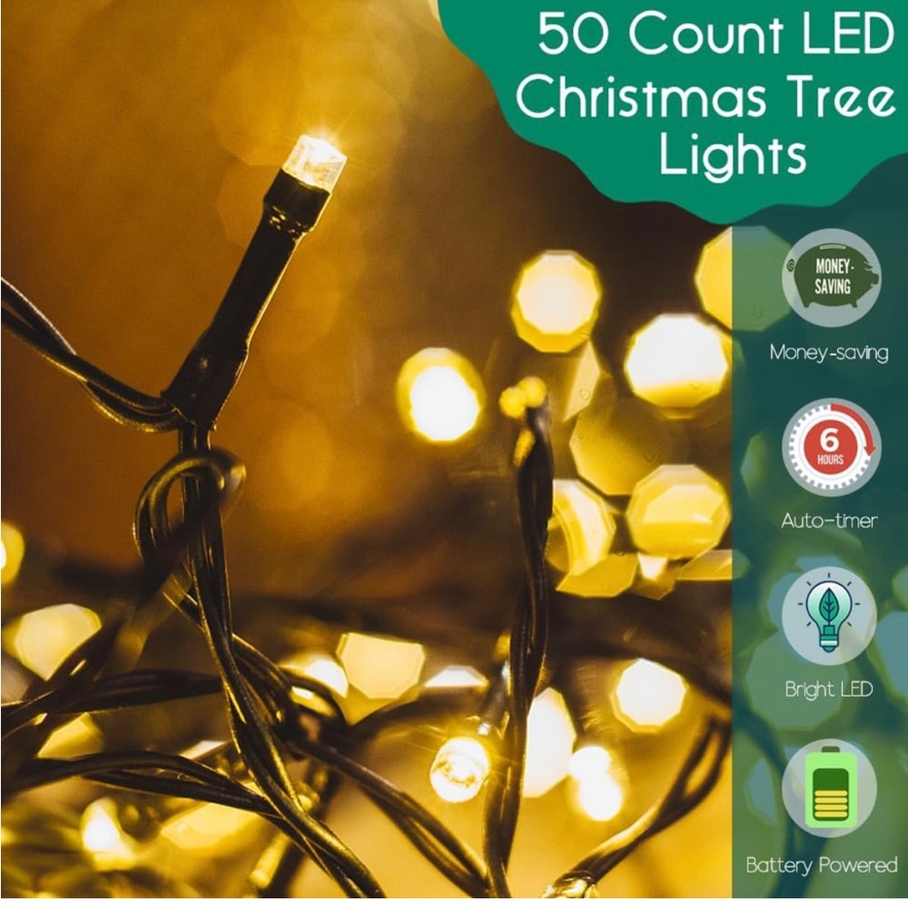 SISLYANIA Battery Operated Christmas Lights - 25 LED Mini